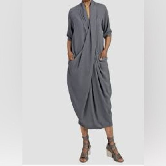 Ayrtight Liri Twist Drapey Midi Sleeveless Dress Sz M - Picture 2 of 12